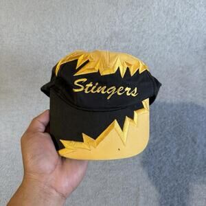 Vintage Stingers Hat Lightning Bolt Cap Black Yellow Snapback 90s Style Rare